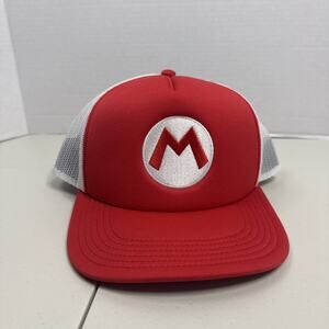 Adult Anime Mario Mesh Hat Trucker For Cosplay Costume Plummer Bros - Red